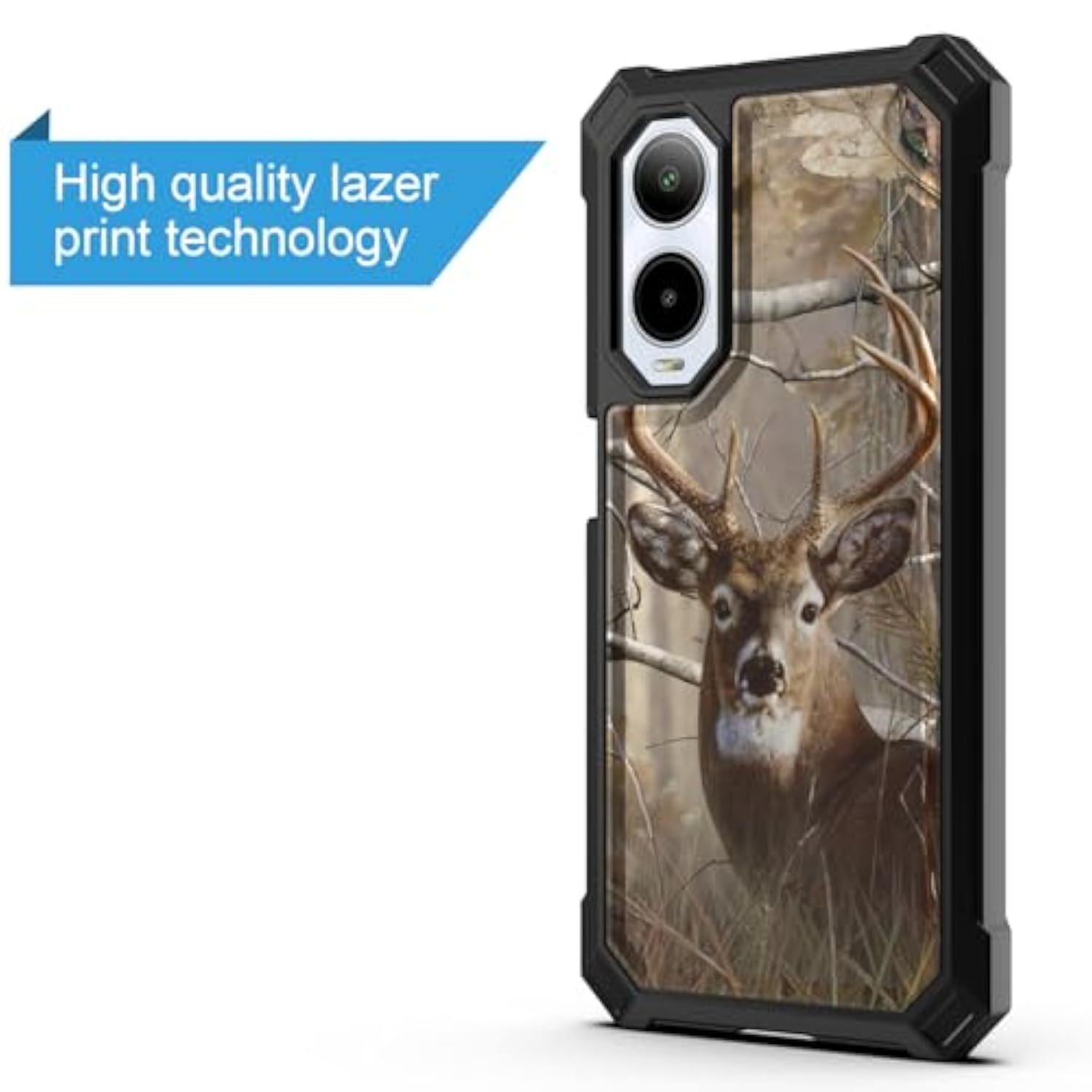 For Cricket Icon 6 Phone Case (Sl219C), Att Verge Phone Case (Sl219A) W/[Built-In Screen Protector] Dual Layer Shockproof [Military-Grade][Full-Body]Protective Cover For Women Man Tree Camo Deer Hunt