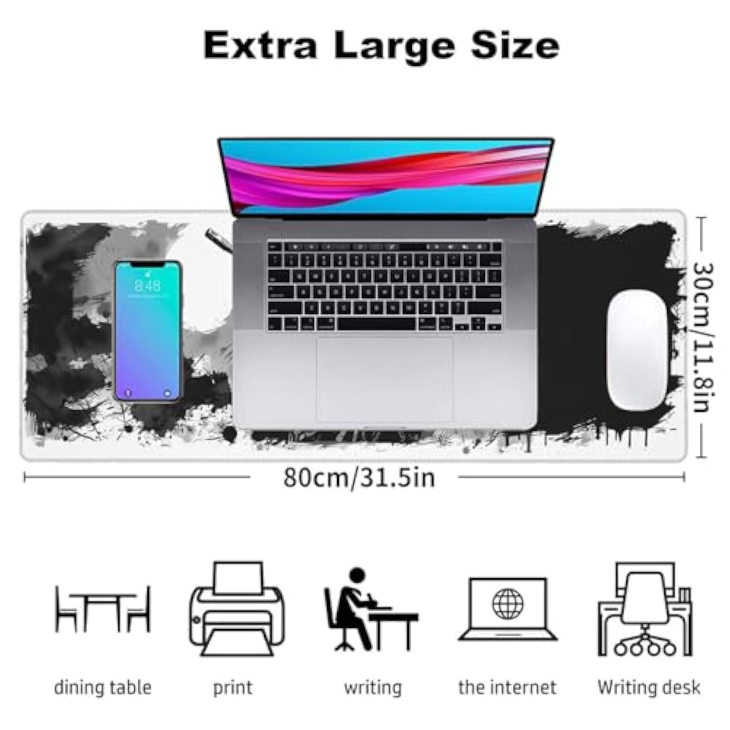 Edgy Raccoon Gaming Mouse Pad, Office Desk Mat, Anti-Slip Rubber Base Cool Aesthetic Mouse Pads For Computer Laptop Keyboard School Home Desktop Gamer Home Accessories Decor 31.5" X 11.8"