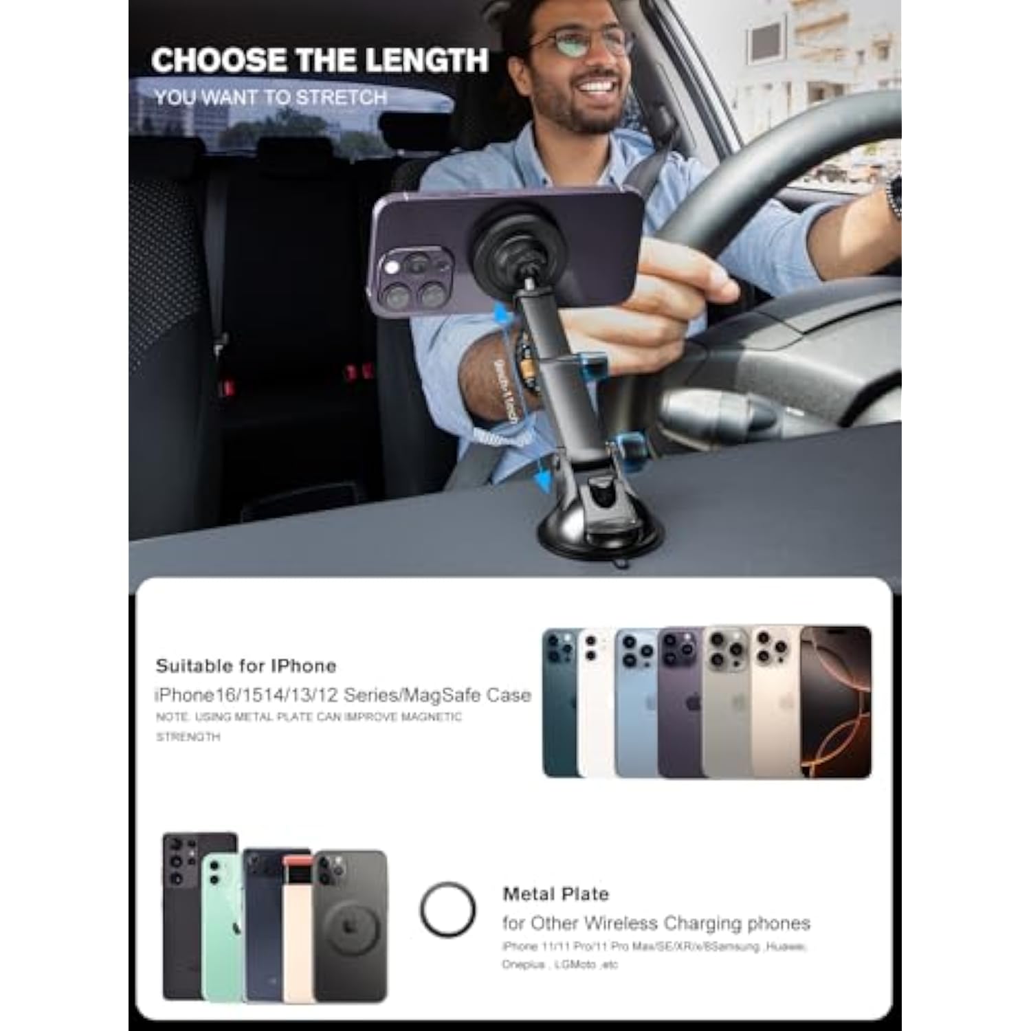 For Magsafe Car Mount Charger, Magnetic Wireless Fast Charging For Iphone16,15,14, 13, 12 Pro Max,Plus,Mini,3-In-1 Vent/Dash/Windshield Auto-Alignment Phone Holder?No 36W Qc3.0 Adapter?