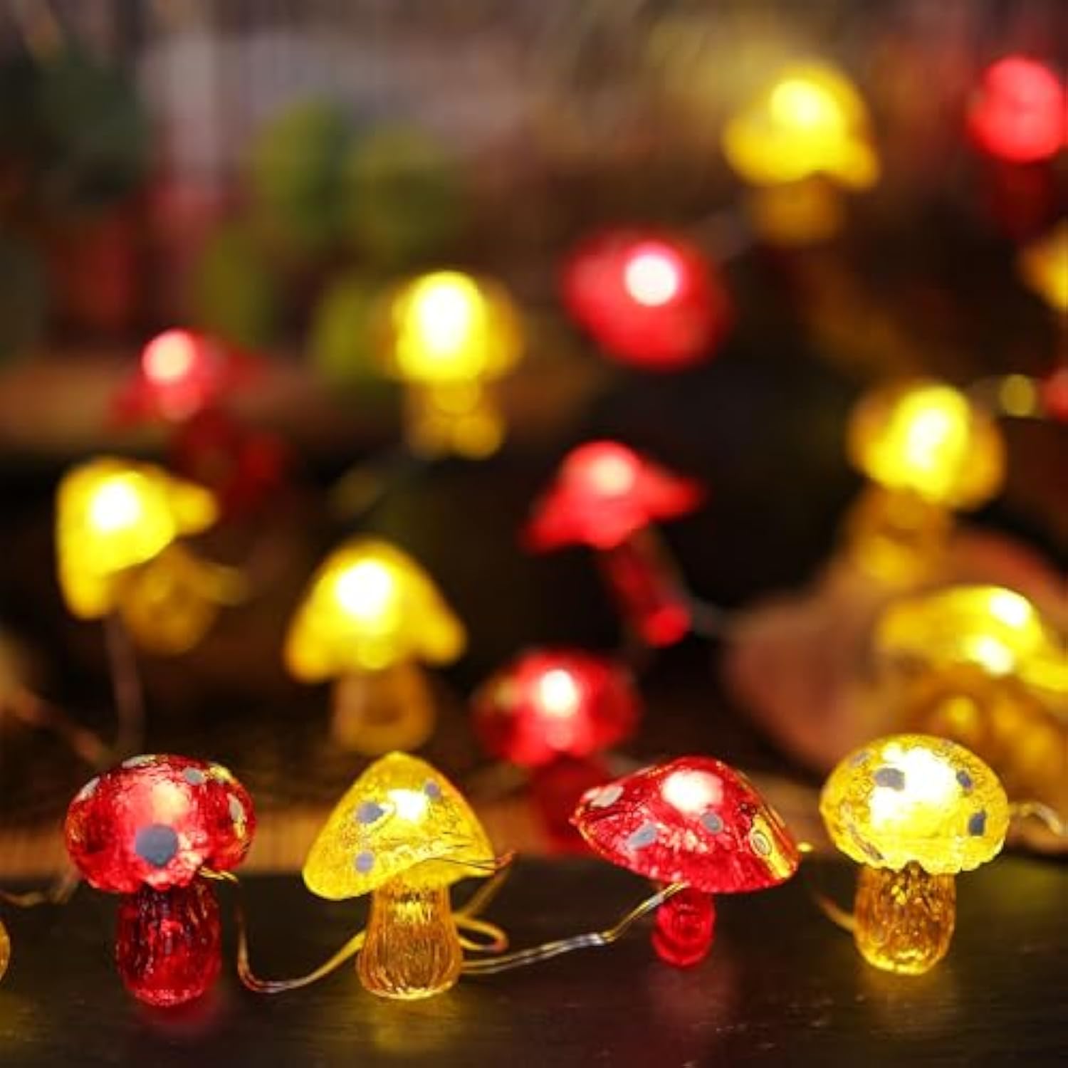 Mushroom Décor Fairy String Lights-3D Mushroom Lights Usb Plug In Or Battery Operated 7Ft 20 Led With Timer And Dimmer-