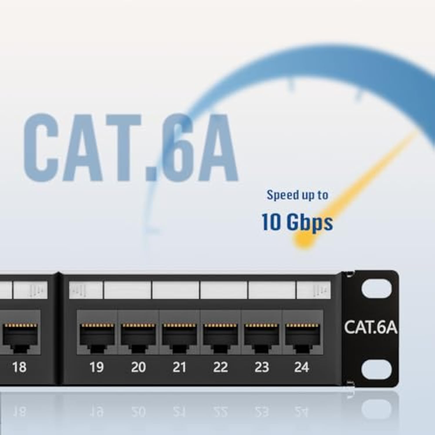 1U 24 Port Cat6A Patch Panel, 19" Rackmount Or Wall Mount Patch Panel, Network