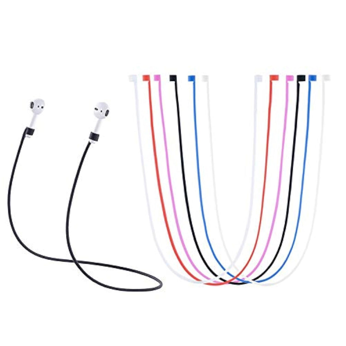Airpods Straps, Soft Silicone Sport Earphones Anti-Lost Strap, Colorful Wire Cable Connector For Apple Airpods Wireless Bluetooth Earphones Lanyards (6 Pack)