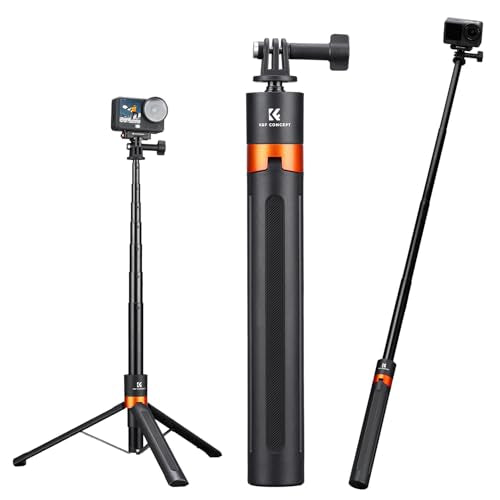 142cm/55.9" Telescopic Selfie Stick Tripod for Action Camera, 2-in-1 Portable Stand Handle Stick Pole for GoPro Hero 13/12/11/10/9/8, DJI Osmo Action