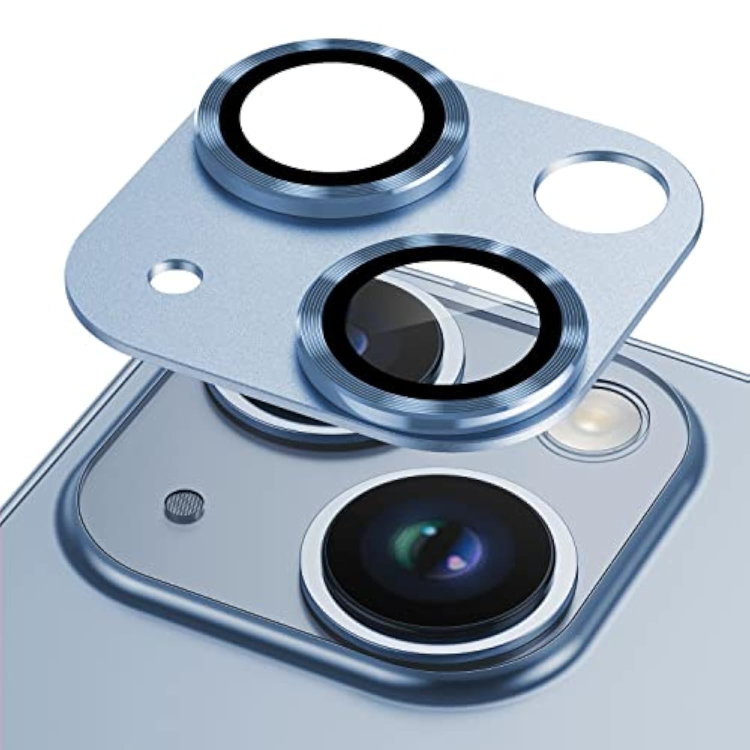 For Iphone 14 & Iphone 14 Plus Camera Lens Protector, Anti Scrach Hd Tempered Glass Camera Screen Protector Cover,Aluminum Alloy Whole Lens Film -Blue