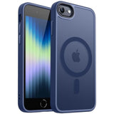 Magnetic Case For Iphone Se 2022/8, Built In Magnets Compatible With Magsafe, Translucent Matte Back Phone Cover For Iphone 8/Se 2/3 (4.7") Frosted Navy Blue