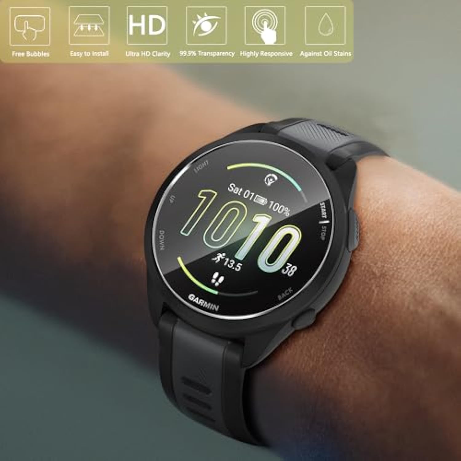 (3 Pack) Screen Protector Compatible For Garmin Forerunner 165/165 Music/Fenix 6/6 Sapphire/6 Pro/6 Pro Solar/Fossil Gen 5 Julianna Hr Tempered Glass 9H Hd Anti-Scratch Bubble-Free