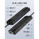 Usb C Hub Multiport Adapter 10-In-1 Usb C Dongle For Macbook Pro Air, Gigabit