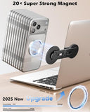 Magnetic Phone Laptop Holder Mount, Foldable Hidden Portable Stand for iPhone 17/16/15/14/13 & All Phone, Clamp for Monitor Side, Compatible with