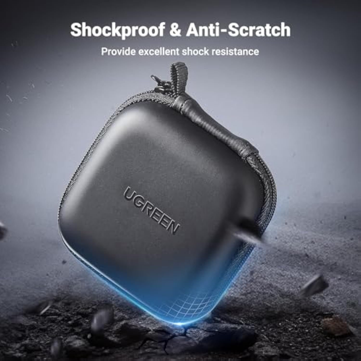 UGREEN Earbud Case, Waterproof Earphone Case Pouch Compatible with AirPods Pro Headphone Case Holder with Stainless Steel Carabiner, for Headphones, Earbuds, SD Memory Card, Camera Chips, Black