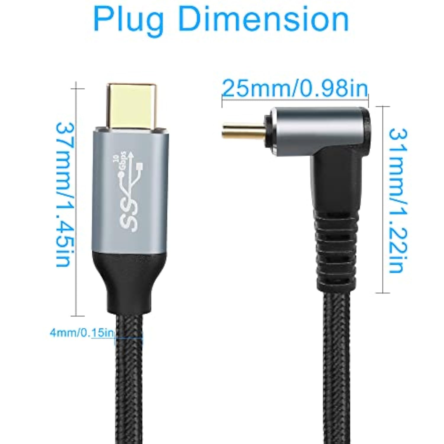 2M Right Angle Usb C To Usb C Cable,90 Degree 10Gbps 4K@60Hz Pd 100W Usb3.1 Ge