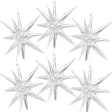 6pcs 27 Inch Silver Explosion Balloons 14-Pointed Star Foil for Party Decor