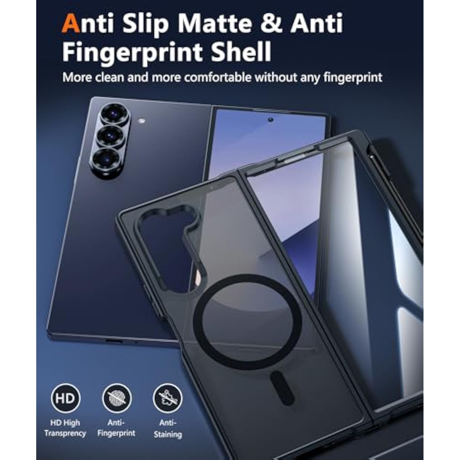 For Samsung Galaxy Z-Fold-6 Case: Strong Magnetic Military Grade Drop Protection Phone Cases With S Pen Holder Slot Matte Slim Built-In Screen Protector Cover Rugged Shockproof Tpu (Black)