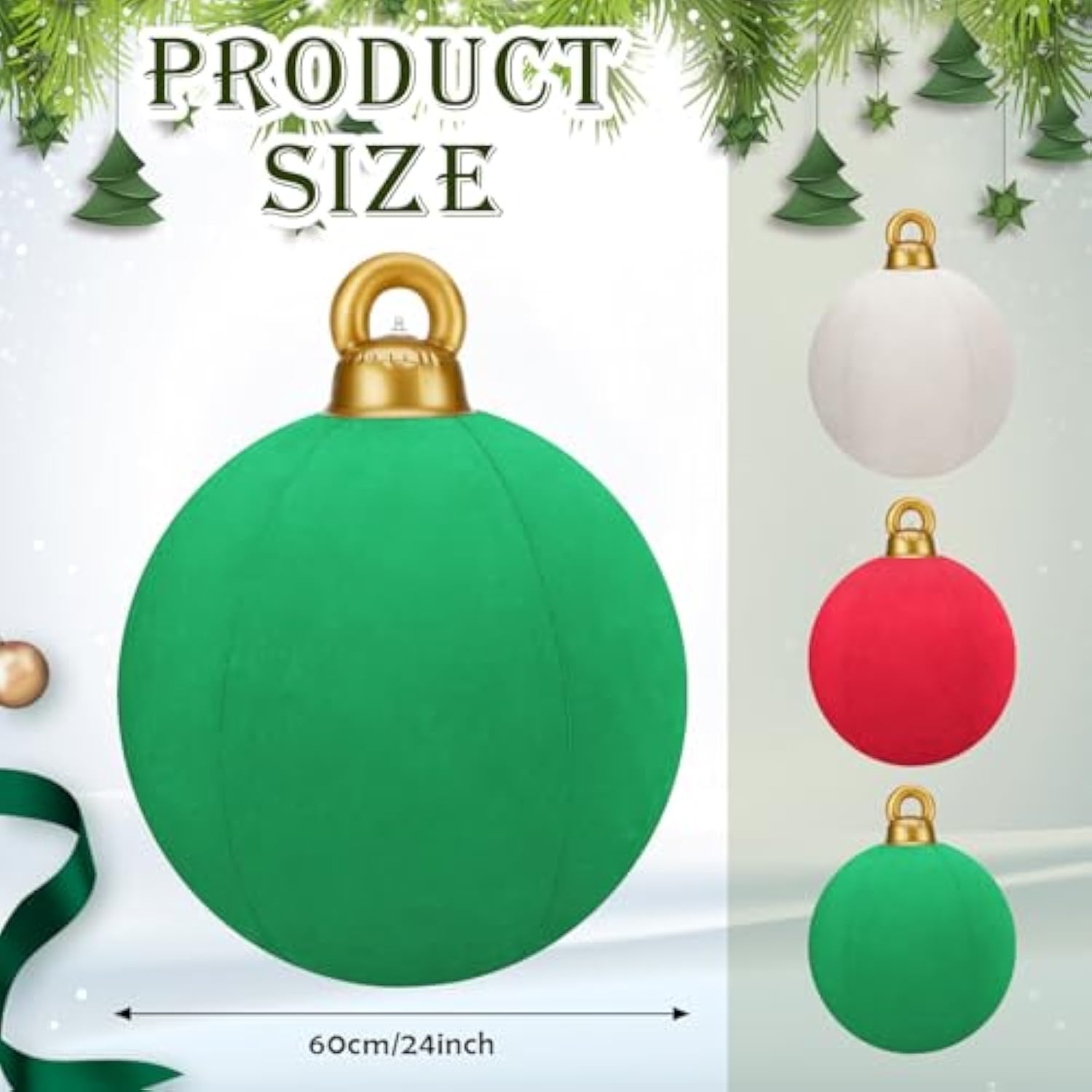 3 Pcs 32 Inch Giant Velvet Christmas Inflatable Balls Ornament Flocked Xmas Pvc Inflatable Flocked Ball Ornaments For Ch