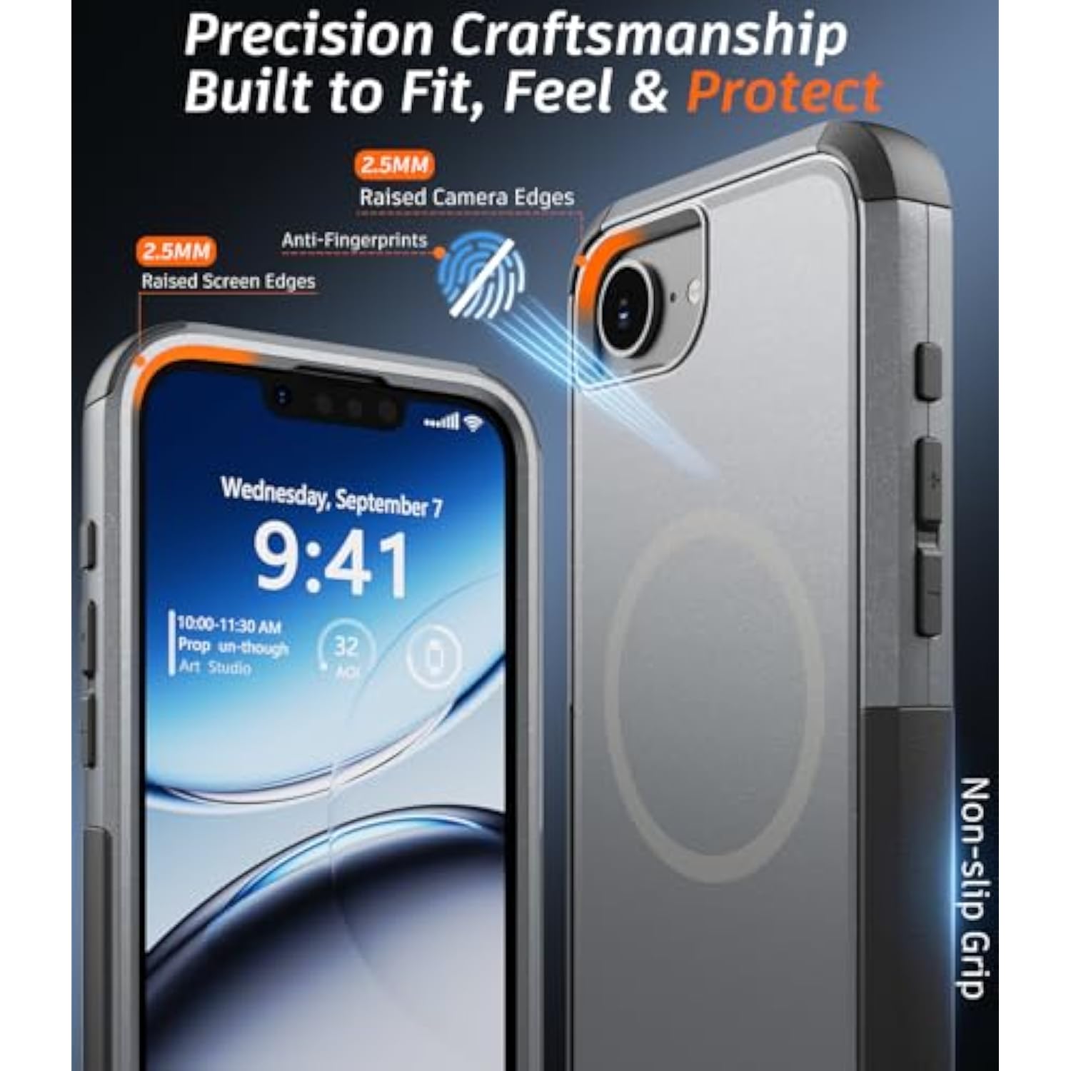 For Iphone 16E Case: Phone Case With Screen Protector & Lens Guard (Compatible With Magsafe) (Shockproof) (Dropproof) Heavy Duty Rugged Protection Cover For Apple 16E 6.1" (Gray)