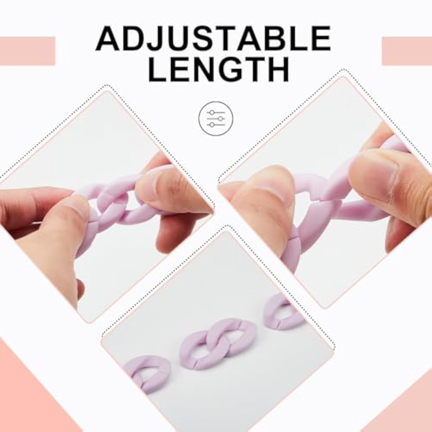 2 Pcs Crossbody Phone Lanyard Chain Charm Cell Phone Straps Compatible With Universal Cases 59 Inch(Clear, Purple)