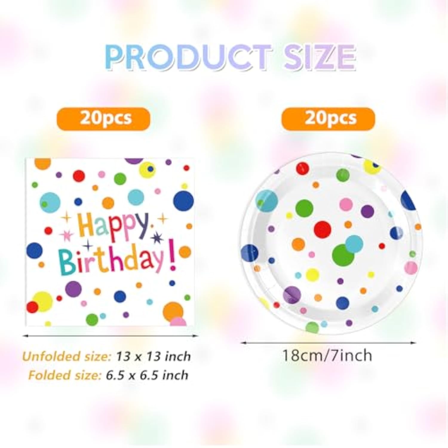40Pcs Happy Birthday Decorations - Party Supplies Set Includes Disposable Paper Plates And Napkins With Birthday Dots Design For Adults And Kids