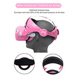 Vr Adjustable Head Strap For Oculus Quest 2 Skins Cute Accessories With Silicone Touch Controller Grip Cover,Barbie Pink 6 In1 Vr Shell Protector Cover & Vr Face Cover Replacement Set