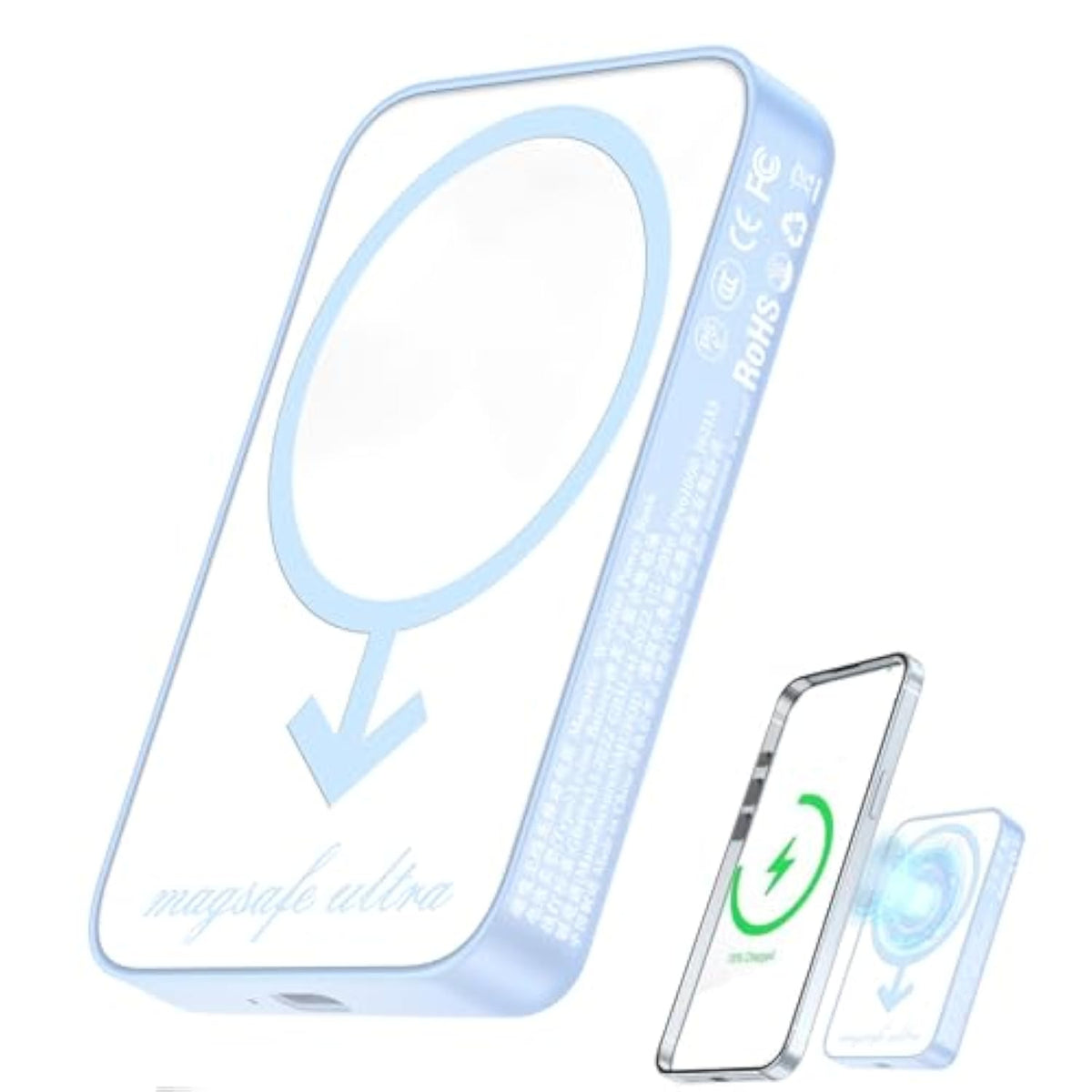 Portable Wireless Charger /5000Mah Power Bank/Ultra-Thin Charger For Iphone/Fast Charging Portable Phone Charger For Travel, Outdoor & Daily Use?Blue