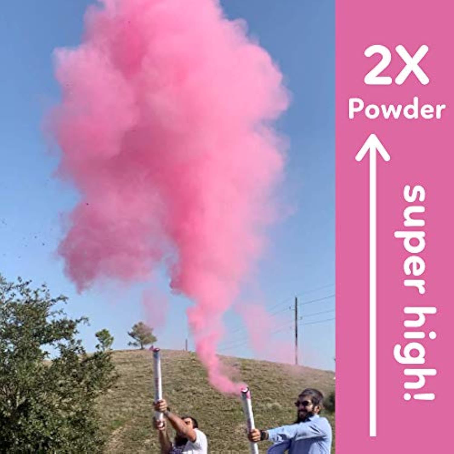 24” X-Large Gender Reveal Powder Smoke Bombs Cannon Poppers | 2 Pink Poppers | Biodegradable | Gender Reveal Smoke Bombs Extinguisher Alternative | Gender Reveal Party Decorations |