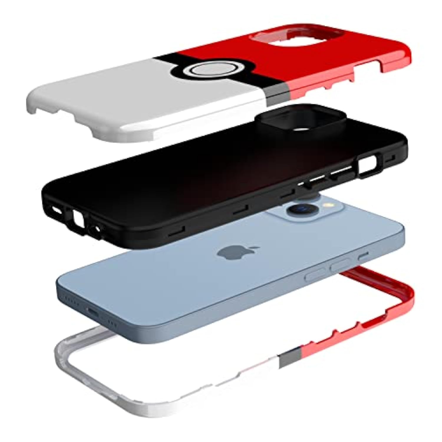 Case For Iphone 15 - Cartoon Kawaii Red&White Ball Pattern Hard Pc And Inner Silicone Hybrid Dual Defender Case For Apple Iphone 15