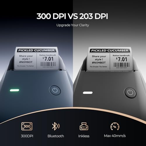 B1 Pro Label Maker, 300Dpi Hd Label Printer, Ideal For Photos,Stores,Notes,Study Graphics, Small Business, Built-In A Roll Of Label(2 X 1.2 Inches-White), Blue