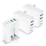 3-Pack Usb C Charger Block, Flat Usb C Charger, 40W 4-Port Pd3.0 Slim Fast Charging Block With Foldable Plug Type C Power Adapter Brick For Iphone 15/14/11/12/13 Pro/Max, Ipad, Samsung Galaxy