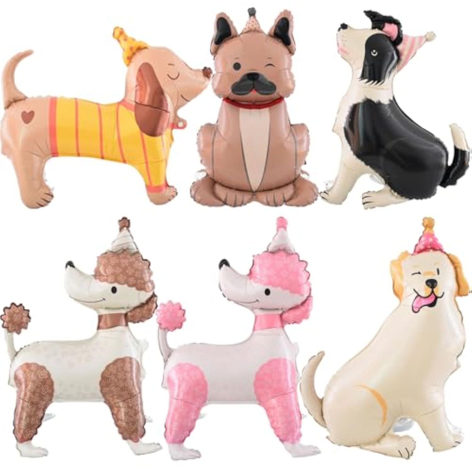 6 Pcs Dog Balloons Pet Birthday Party Decorations Puppy Foil Animal Balloons