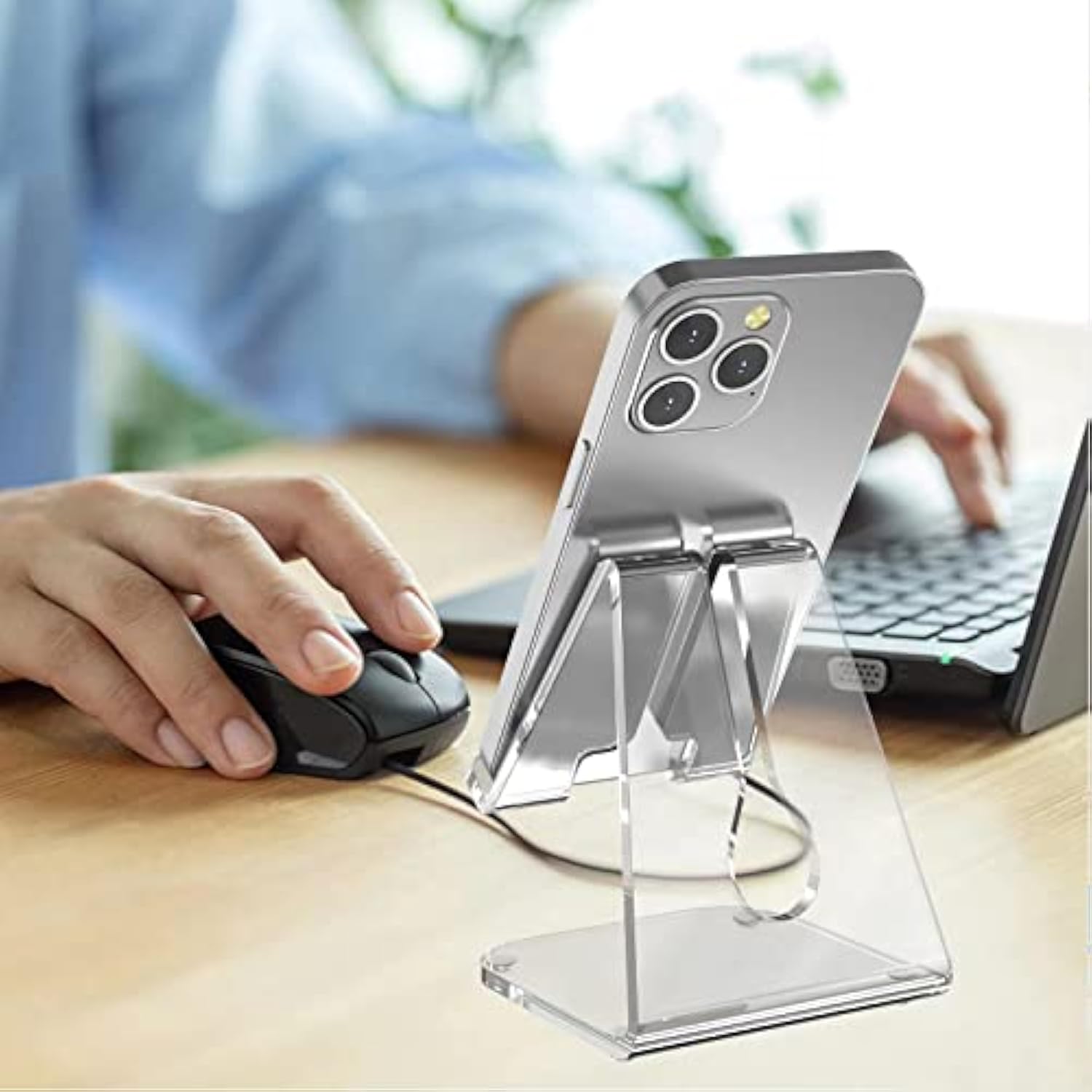 Acrylic Cell Phone Holder/Stand, Clear Compatible With 4-10'' Iphone Series , Android Smartphone, Office Supplies/ Desk Accessories