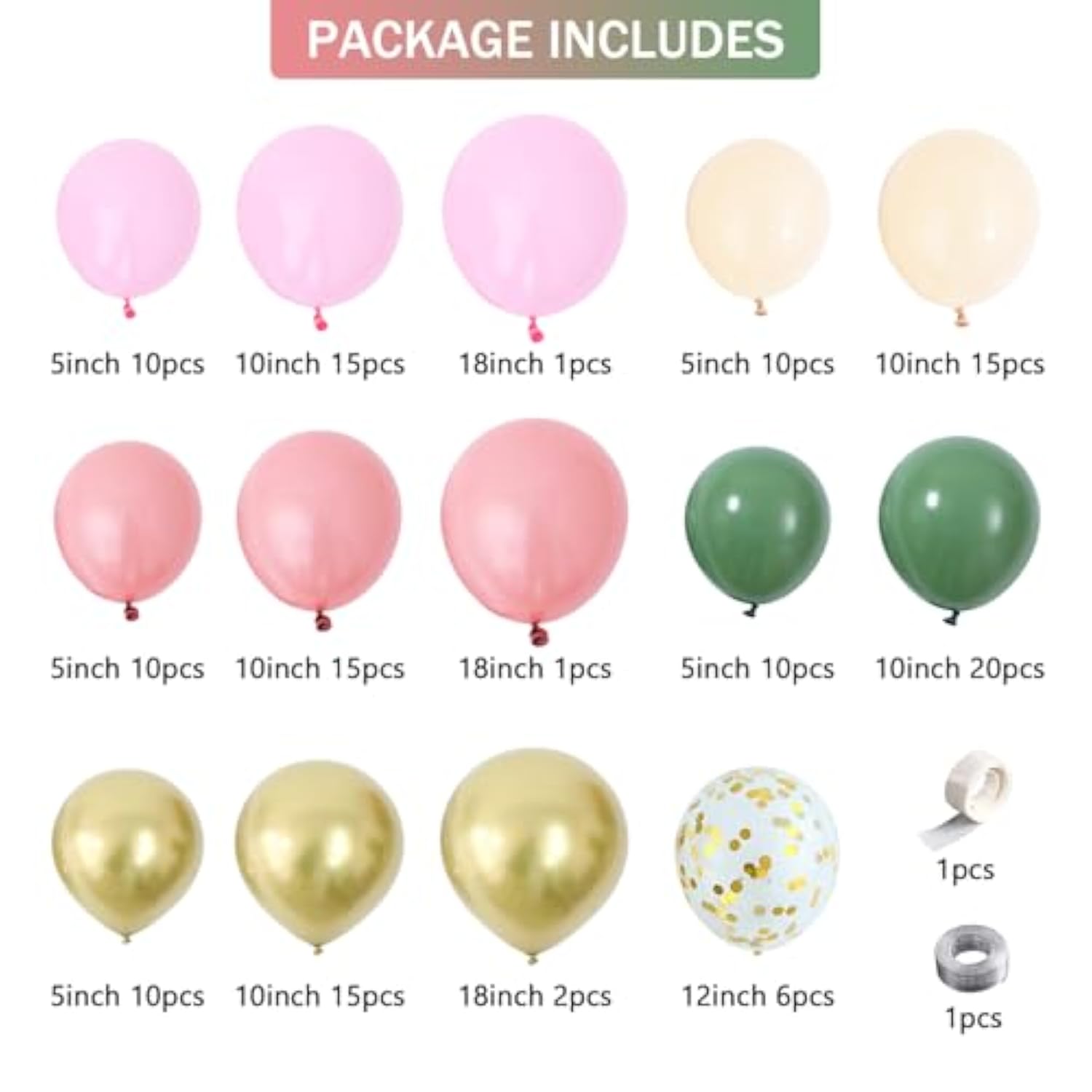 Sage Green Retro Pink Gold Balloons Garland Arch Kit 142Pcs Nude Peatel Pink Confetti Balloons For Safari Jungle Green Boho Baby Shower Bridal Shower Engagement Wedding Birthday Party Decorations