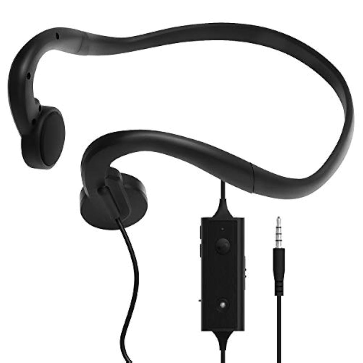 Wired Bone Conduction Earphones With Mic, Hands Free, All-Day Comfort, Open-Ear Design, Up To 6 Hours Talk Time (Need Charge), 4 Pole ? 3.5Mm 2.1M (?6.9 Ft) Length, Extension Cable (Black)