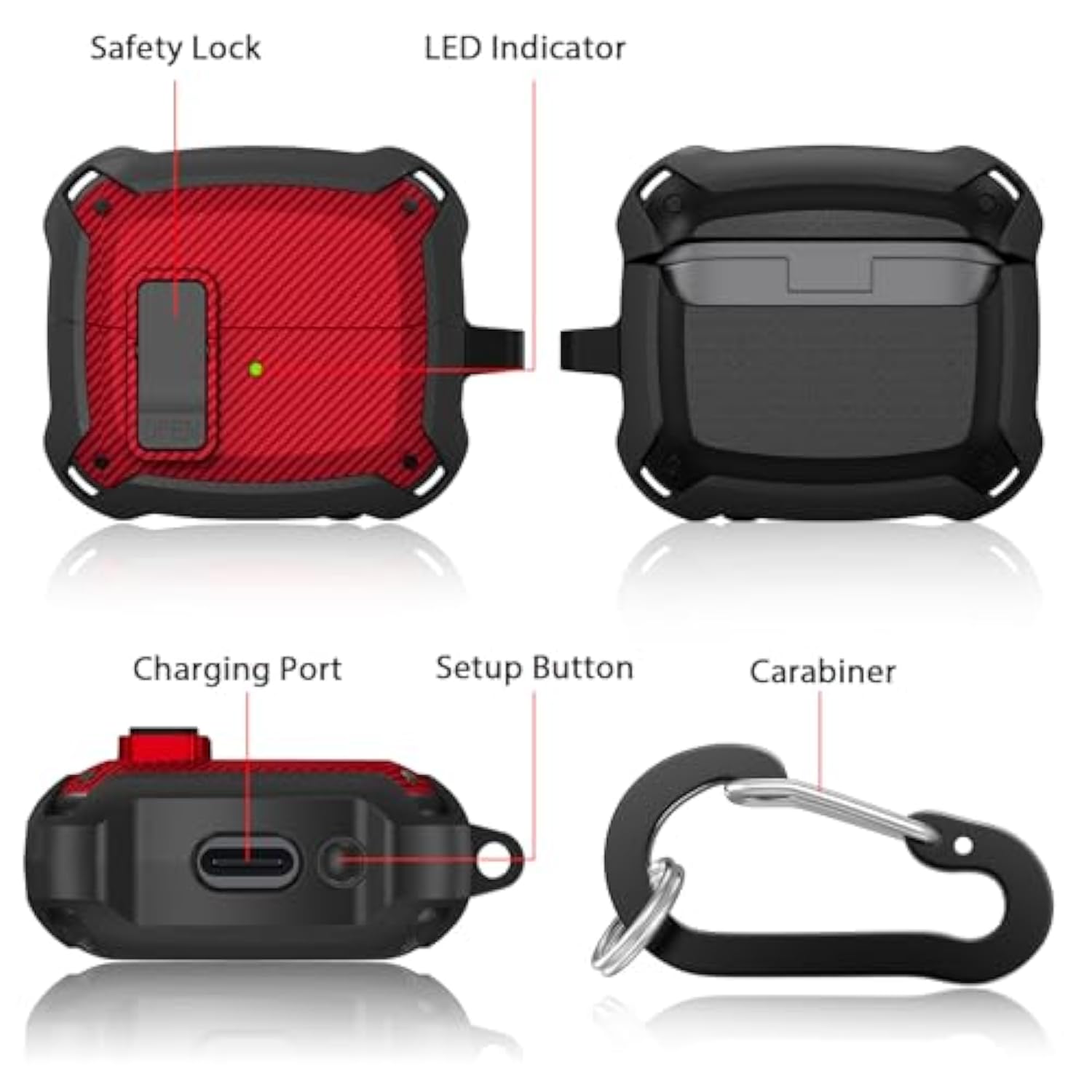 Compatible With Samsung Galaxy Buds 3 Pro And Galaxy Buds 3 (2024) Case With Cleaner Kit, Military Tpu Shockproof Protective Hard Cover With Secure Lock For Men (Red)