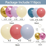 116PCS Pastel Balloon Garland Kit – Rose Gold, Purple & Pink for Party Decor