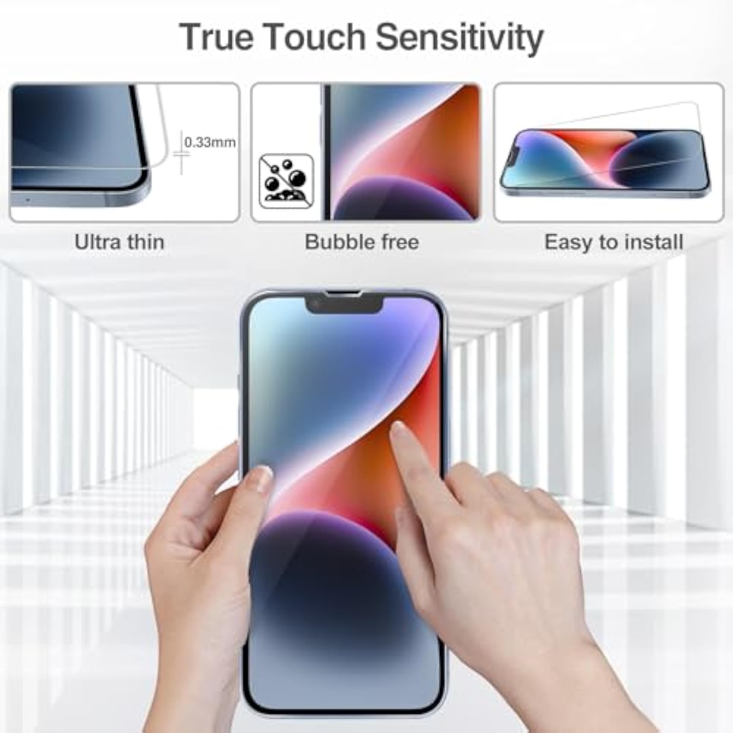 ProCase 2 Pack Clear Screen Protector for iPhone 16e / 14/13 / 13 Pro 6.1", Tempered Glass Film Guard for iPhone 2025 2022 2021 6.1 Inch
