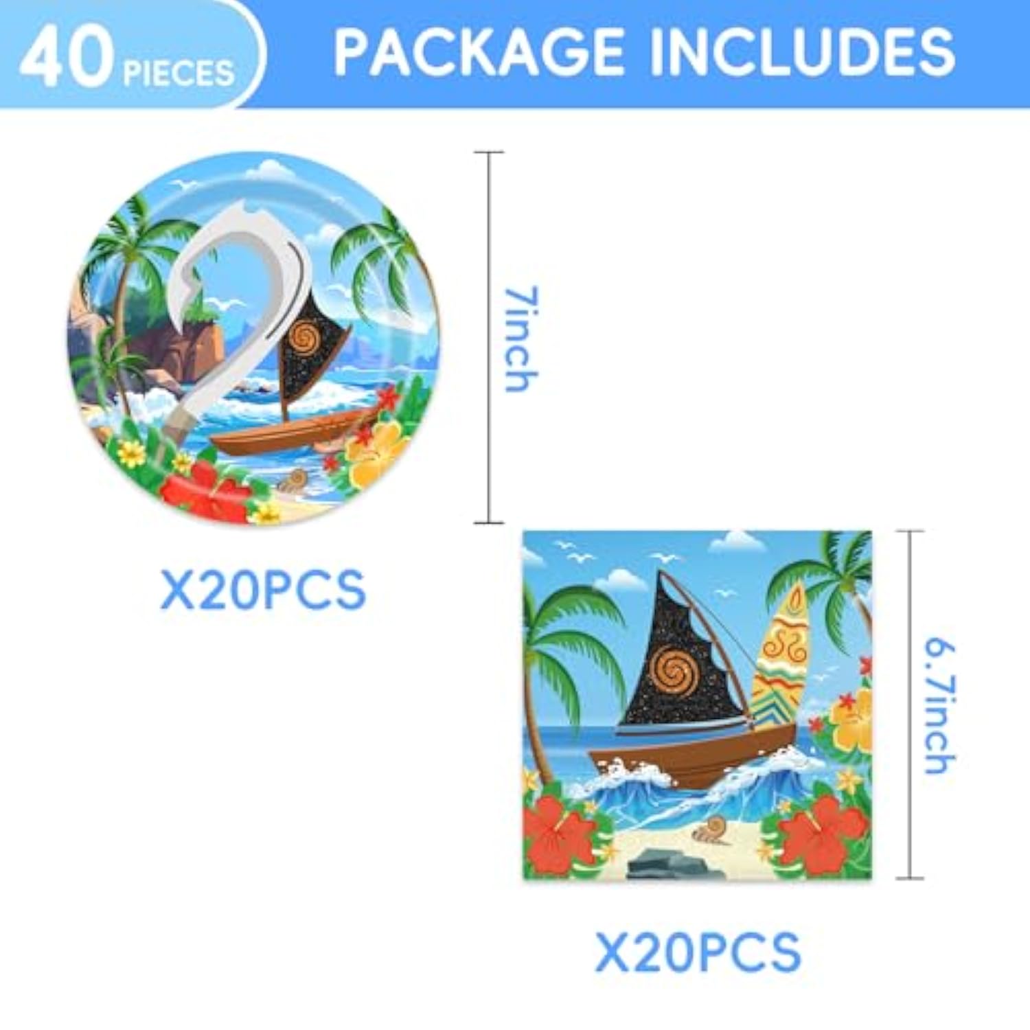 40Pcs Ocean Birthday Party Supplies Set Include 20 Napkins And 20 Plates For Ocean Baby Shower Birthday Party Decorations