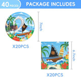 40Pcs Ocean Birthday Party Supplies Set Include 20 Napkins And 20 Plates For Ocean Baby Shower Birthday Party Decorations