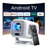 Smart Projector With Wifi 6 And Bluetooth 5.4, 600 Ansi Native 1080P Portable Mini Projector With Auto Focus & Keystone, 270° Rotatable For Bedroom Home Theater Outdoor Movie White&Gray