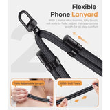 For Phone Lanyard Crossbody With 2X Tpu Clear Tabs, Adjustable Anti Theft Strap, Premium Metal Buckles, Comfortable Universal Neck Wrist Lanyard For Travel Outdoor, Black