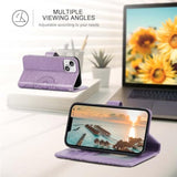 Wallet Case For Iphone 14,[Rfid Blocking] 3 Card Holder Stand With Credit Card Slot Pu Leather Magnetic Protective Flip Cover For Iphone 14 (Light Purple)