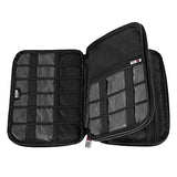 Double Layer Electronic Accessories Organizer, Travel Gadget Bag For Cables, Usb Flash Drive, Plug And More, Perfect Size Fits For Ipad Mini (Medium, Black)