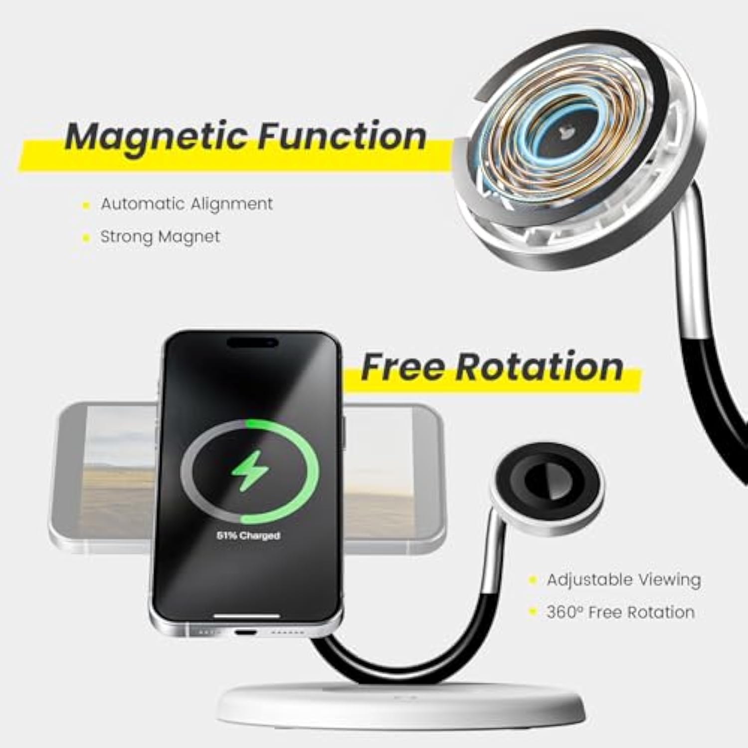 Magnetic 3-In-1 Wireless Charging Station - Qi 15W Fast Charger For Apple Mag Safe Iphone 16-11 Pro Max Watch Ultra & Airpods Pro, Premium Luxury Smile Face Office Desk Organizer Gift-Ready (White)
