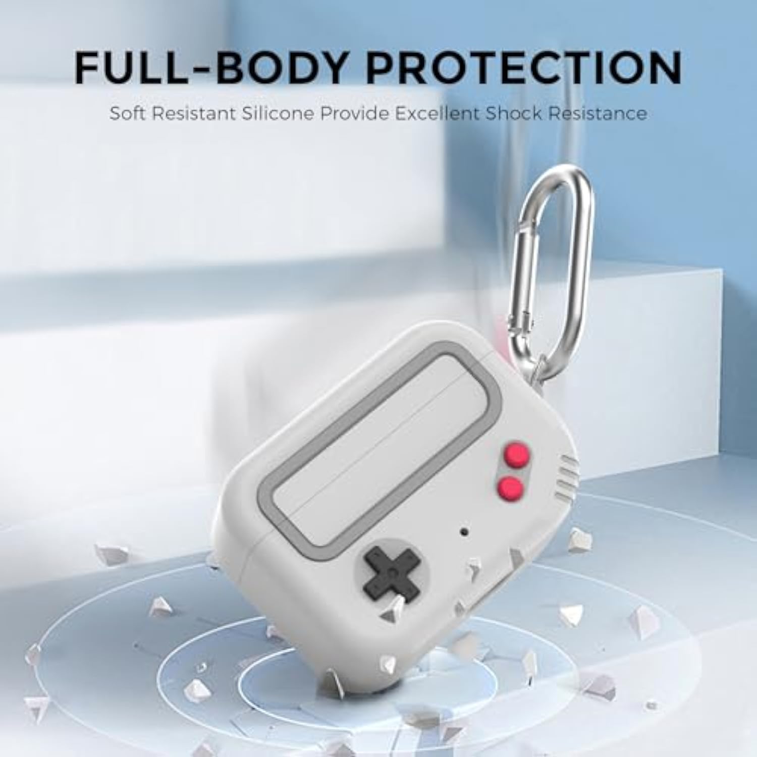 Beats Studio Buds Case - Retro Design Protective Case Cover With Keychain Compatible With Beats Studio Buds 2021 & Buds+ Plus 2023 (Light Grey)