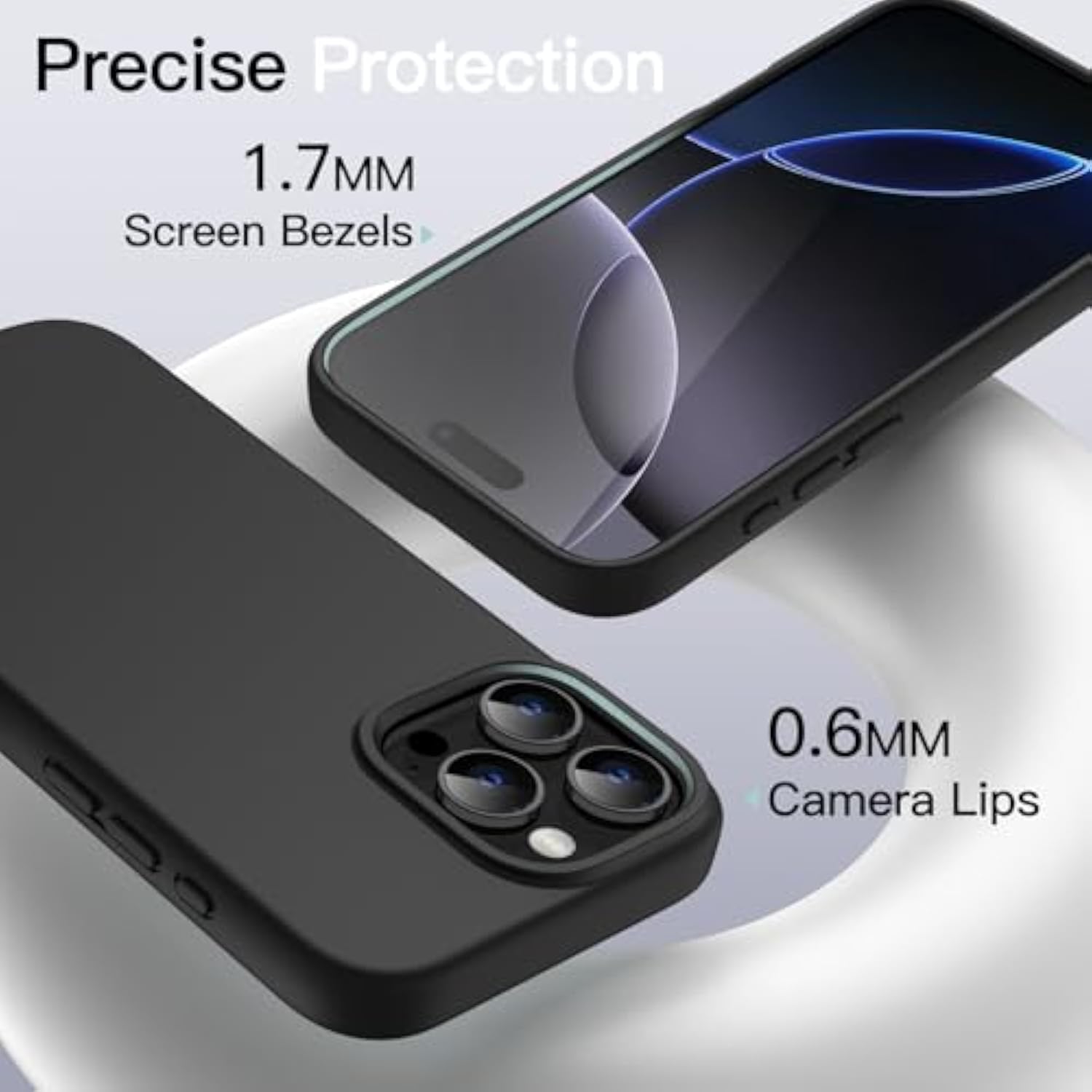 JETech Liquid Silicone Case for iPhone 16 Pro Max 6.9-Inch, Silky Soft Touch Full-Body Protective Phone Case, Anti-Scratch Shockproof Cover with Microfiber Lining (Black)