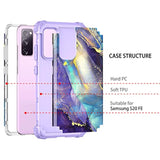 For Galaxy S20 Fe 5G Case,Three Layer Heavy Duty Shockproof Protection Hard Plastic Bumper +Soft Silicone Rubber Protective Case For Samsung Galaxy S20 Fe 5G,Purple