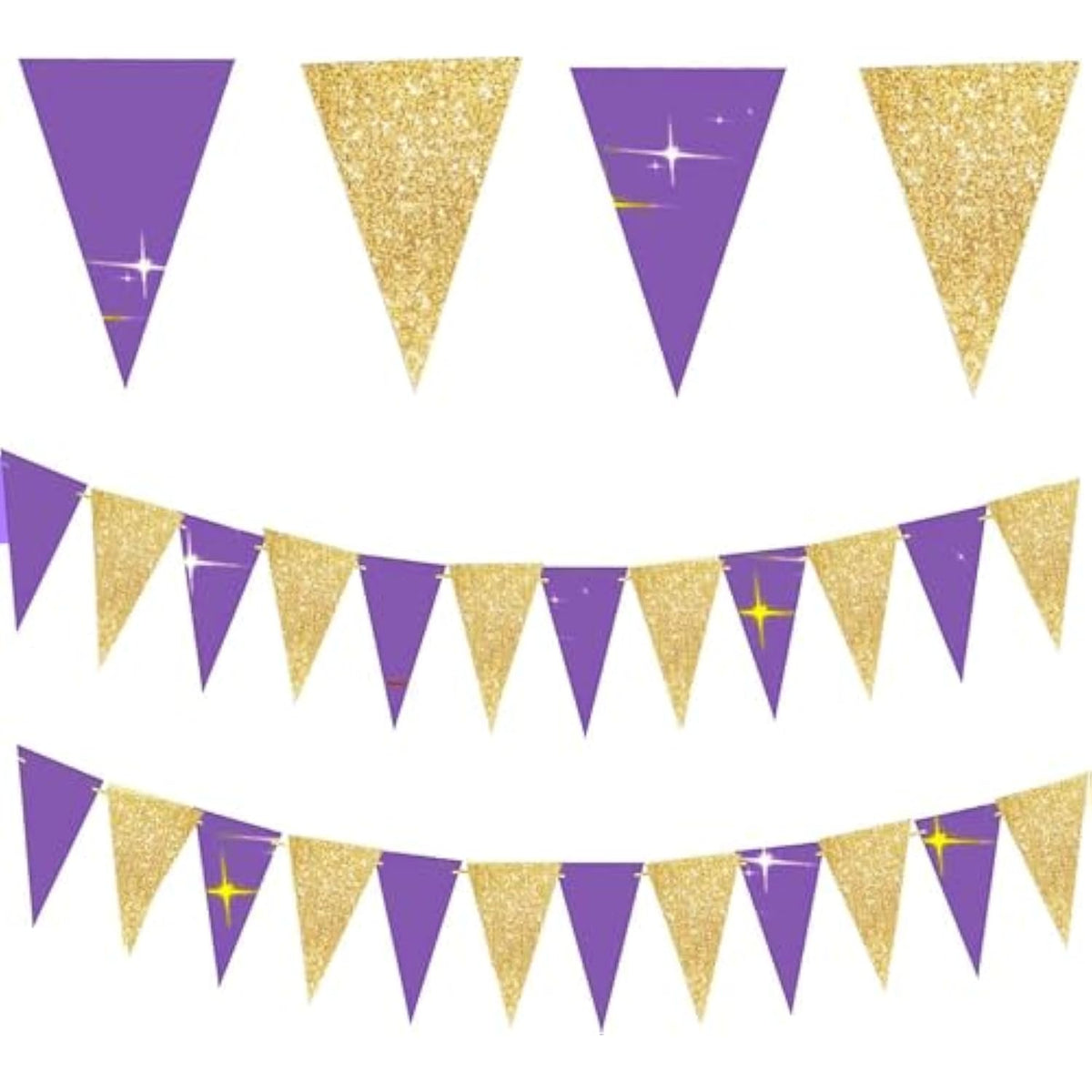 Graduation Party Decorations Purple Gold 2025/Purple Birthday Party Decorations/Purple Gold Graduation Decorations Nyu Lsu/2Pcs Triangle Bunting Banners For Purple Wedding