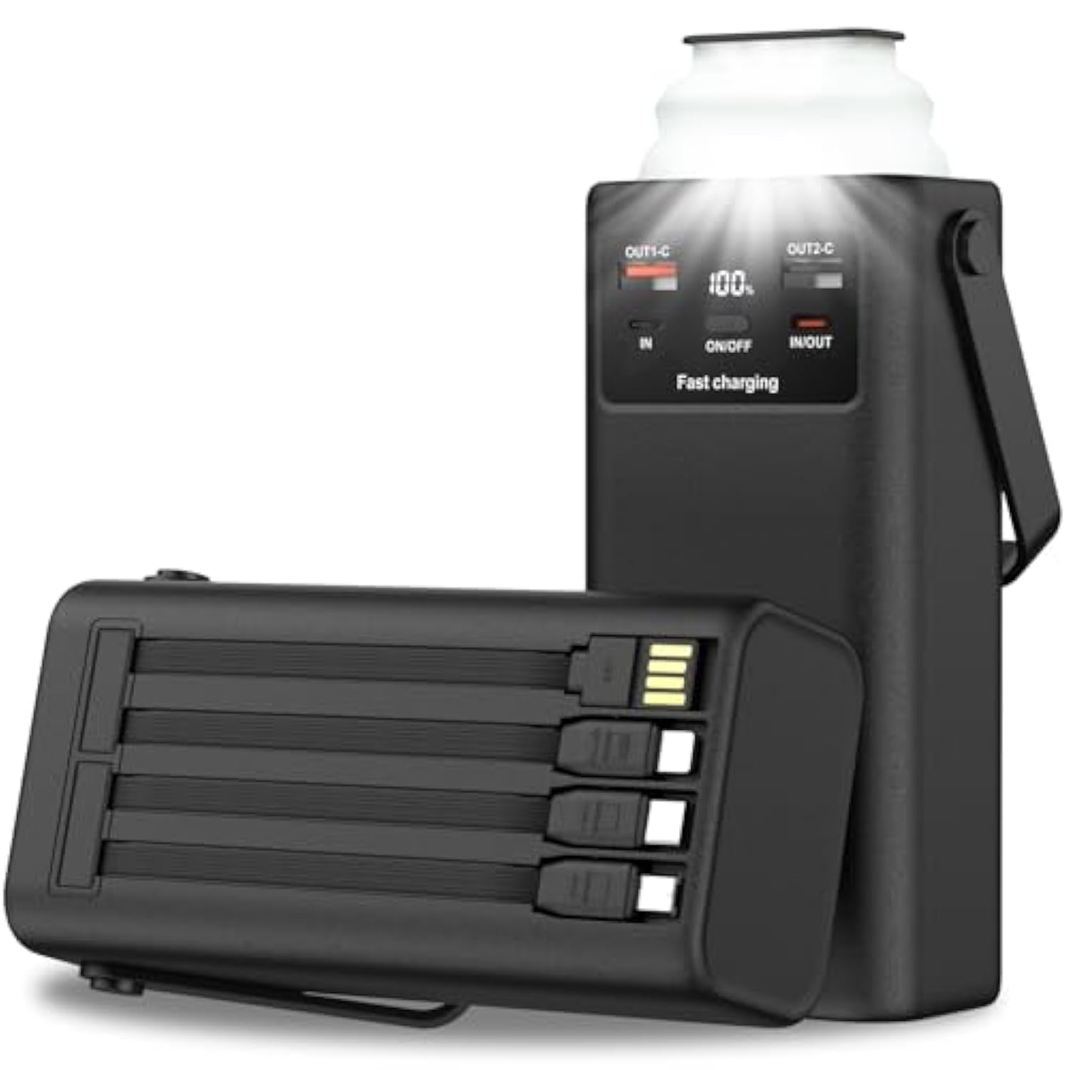 Portable Charger 40000Mah Power Bank Built-In Cable,Pd 22.5W Fast Charging Powerbank, Led Display External Battery Pack With Retractable Auto Lighting, Travel Phone Charger For Iphone,Samsung,Google