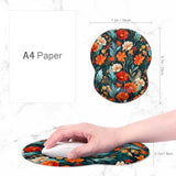 Ergonomic Mouse Pad With Gel Wrist Support Small Wrist Rest Smooth Surface Non-Slip Pu Base Comfortable Office Supplies Pain Relief, 8.7 X 7.2 Inches, Beautiful Flowers
