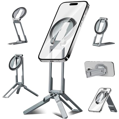 Ultra-Thin Aluminum Magnetic Phone Tripod Holder Mount Stand, MG-06 Air Mini Pocket Cell Phone Stand, Compatible with MagSafe for iPhone 17 16 15 14