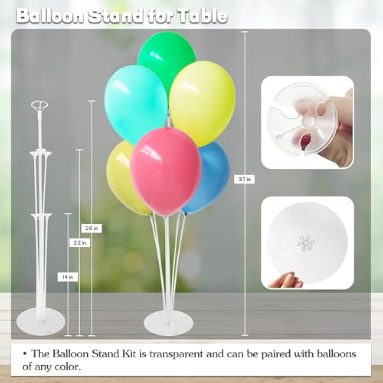 6-Set Balloon Stand Kit with Bases for Table & Floor Party Decor