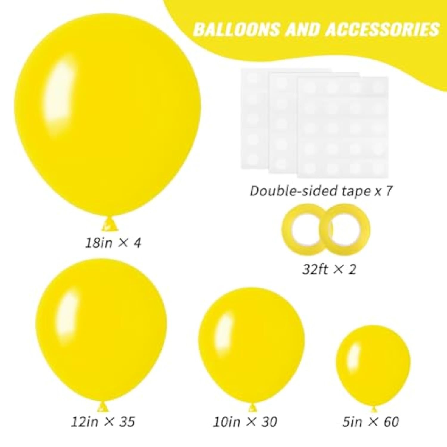 Yellow Balloon Garland Kit: 129 Piece Party & Event Decor