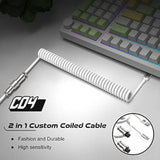 2 In 1 Custom Coiled Usb C To A And C Cable With Detachable Extendable Double